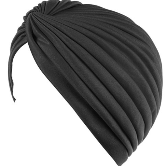 Unissex Black Front Knot Turban Head Wrap - Picture 2 of 7
